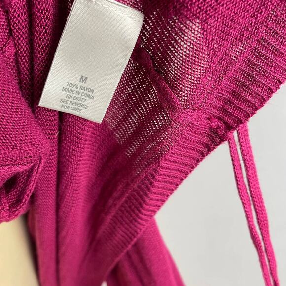 Dressbarn Womens Medium Open Front Cardigan Sweater with Ruching Pink - Picture 4 of 10